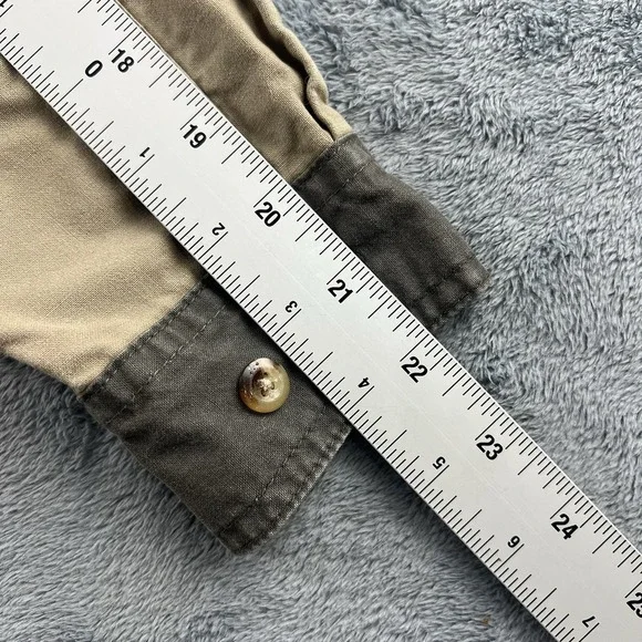 Cabelas Canvas Shooting Shirt Youth XL Hunting Shoulder Pad Green Field Safari - Picture 13 of 13